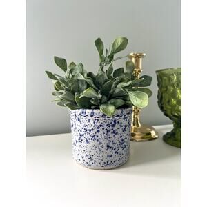 Vintage Spongeware Crock Farmhouse Kitchen Decor Utensil Holder Plant Pot